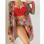 Sexy Mesh Bikini Three Piece Push up Split Printed Swimsuit for Women Bella Mia