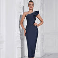Lady Elegant And Sexy Tight Fitting Low Cut Slit Asymmetrical Long Dress Bella Mia