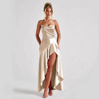 High Slit Spaghetti Straps Sleeveless Sexy Slim Fit Backless Dress Formal Dress Bella Mia