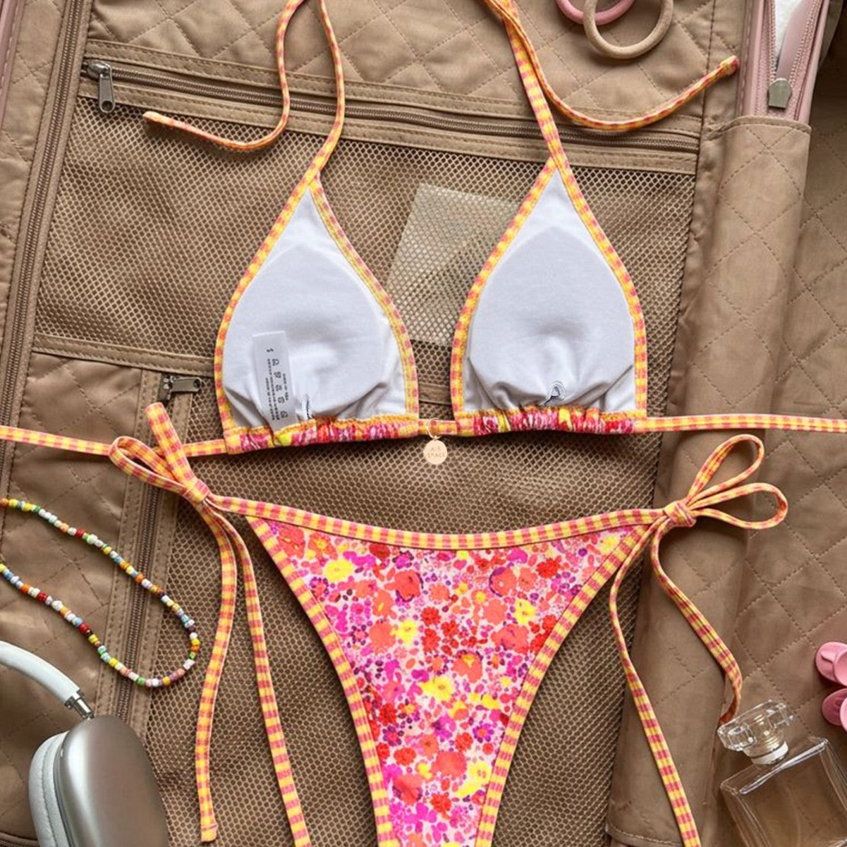 Printed Triangle Strap Small Embellished Sexy Split Bikini Swimsuit for Women Bella Mia