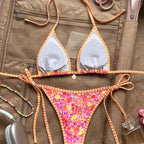 Printed Triangle Strap Small Embellished Sexy Split Bikini Swimsuit for Women Bella Mia
