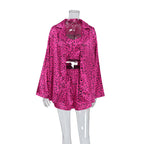 Autumn Satin Polka Dot Printed Homewear Underwear Shorts Outerwear Gown Three Piece Pajamas Bella Mia