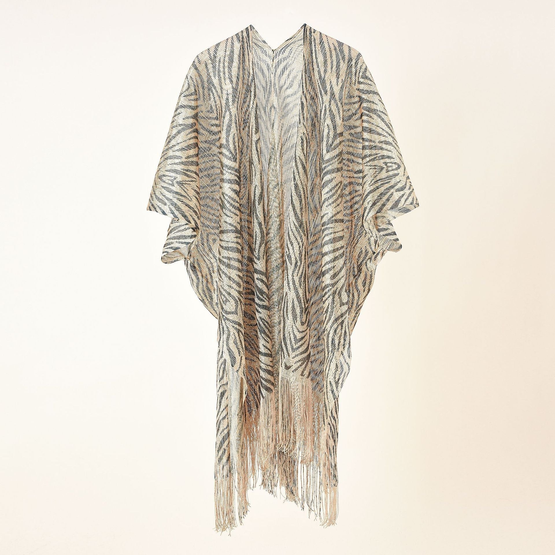 Spring Summer Street Striped Printed Tassel Sun Proof Shawl Cardigan Bella Mia