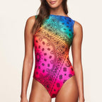 One Piece Positioning Printing Swimsuit Rainbow Gradient Multicolor Bikini High Fork Swimsuit Bella Mia
