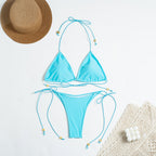 Solid Color Nylon Bikini Set Lace up Split Swimsuit Women Multicolor Bella Mia
