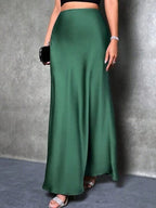 Satin Skirt Autumn Winter Simple A line Long Skirt Women Clothing Bella Mia