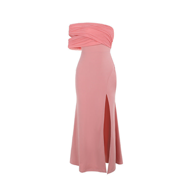Autumn Socialite Sexy Mesh Stitching off Shoulder Split Dress Women Bella Mia