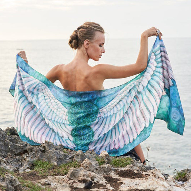 Printed Beach Towel Manga Ocean Wing Series Sexy Goddess Beach Shawl for Women Bella Mia