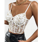 Embroidery Floral Waist Sexy Mesh See through Small Vest Female Boning Corset Boning Corset Corset Bella Mia