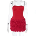 Spring Dress Socialite Elegant Sexy Three Dimensional Floral Texture Tube Top Dress Bella Mia