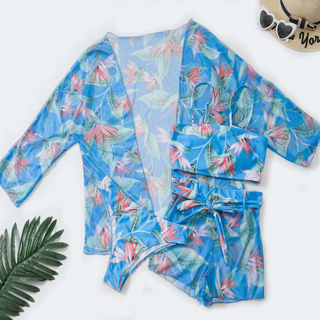 Swimsuit Women Split Three Piece Suit High Waist Long Sleeves Boxers Bikini Bella Mia
