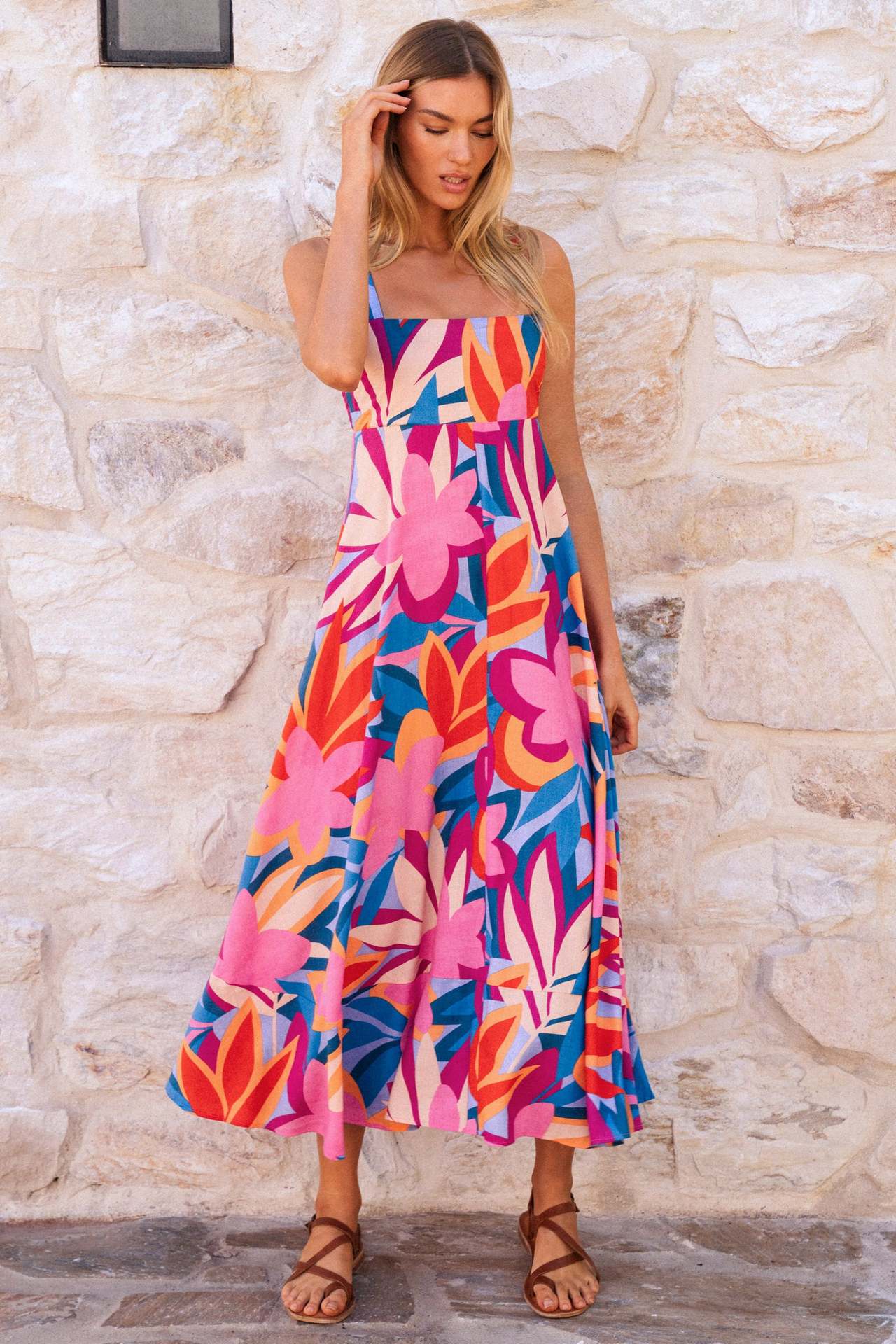Women Clothing Sexy Summer Holiday Floral Print Fit Horn Strap Dress Women Bella Mia