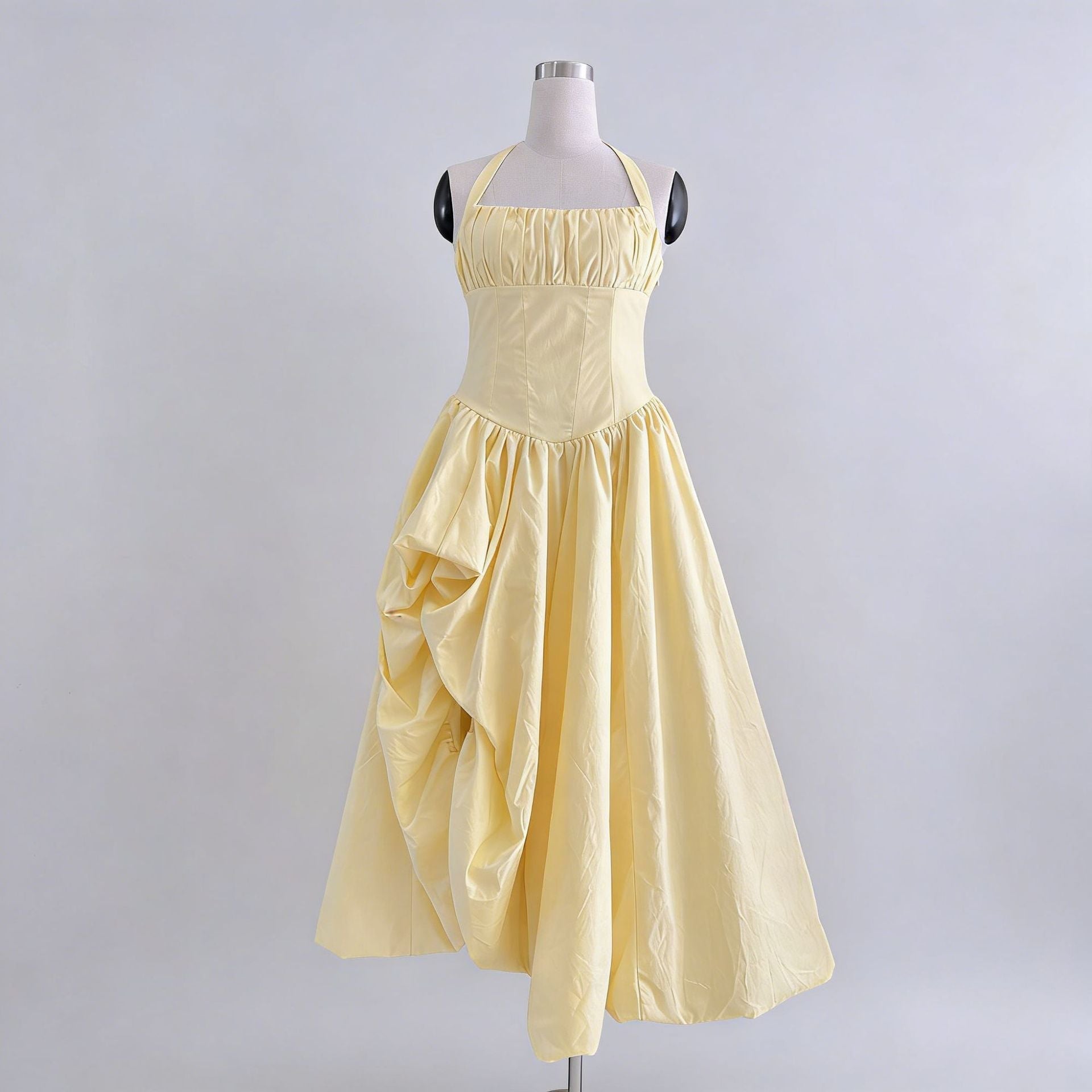 Elegant Retro Halter Tube Top Maxi Dress Waist Slimming Three Dimensional Floral Dress Women Bella Mia