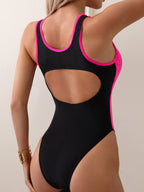 Swimsuit Women High Grade Sports Sports Jumpsuit Solid Color Stitching One Piece Bella Mia
