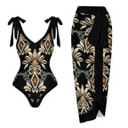 Two Piece Set One Piece Gauze Skirt Swimsuit Multi Color Printing Conservative Sunscreen Swimsuit Bella Mia