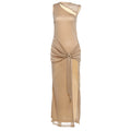 Spring Women Clothing Crew Neck Hollow Out Cutout Sexy High Slit Slim Fit Dress Women Bella Mia