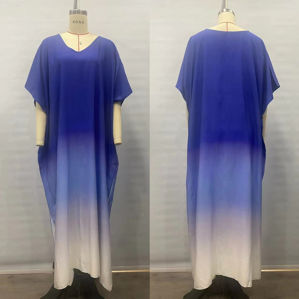 Gradient Color Rayon Beach Dress Vacation Beach Cover Up Swimsuit Outwear Dress Women Slit Bella Mia
