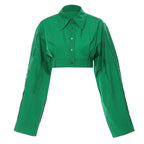 Autumn Winter Personalized Cropped Stitching Short Shirt Top for Women Bella Mia