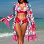 Swimsuit Women Bikini Three Piece Sets Veils Skirt Miami Tassel Swimsuit Bella Mia