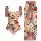 Double Sided Swimsuit Printed Conservative Cover Belly Sheath Dress Two Piece Swimsuit Bella Mia