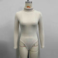 Women Wear Source Knitted Long Sleeve Turtleneck Slim Fit Jumpsuit Bodysuit Bella Mia