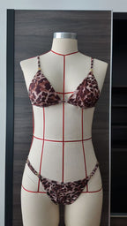 Leopard Print Printed Lace up Bikini Backless Low Waist Sleeveless Split Swimsuit Women Bella Mia