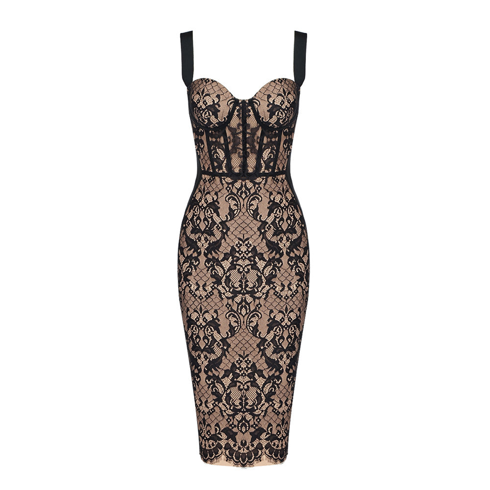 Autumn Retro Lace Suspender Sexy Dress Nightclub Tight Women Clothing Bella Mia