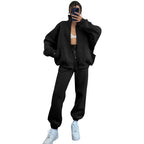 Autumn Winter Solid Color Stand Collar Cardigan Long Sleeve Sweaters Women Clothing Casual Trousers Suit Bella Mia