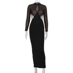 Night Club Women Clothing Sequin Stitching Hollow Out Cutout Backless Sexy Skinny Hip Dress Bella Mia