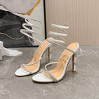 Summer Snake Shaped Rhinestone High Heel Shoes Internet Celebrity Fairy Winding Stiletto Sandals Women Bella Mia