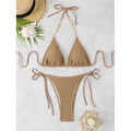 Solid Color Split Swimsuit Bikini High Grade Backless Deep V Plunge Sexy Wind Strap Design Three Point Bella Mia