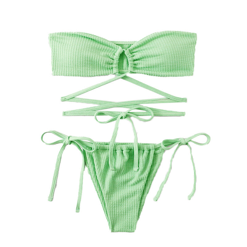 Swimwear Solid Color Backless Sexy Swimsuit Hollowed out High Waist Bikini Bella Mia