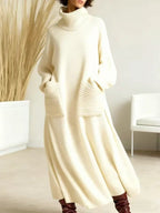 High Neck Woolen Dress Loose Woolen Coat Bella Mia