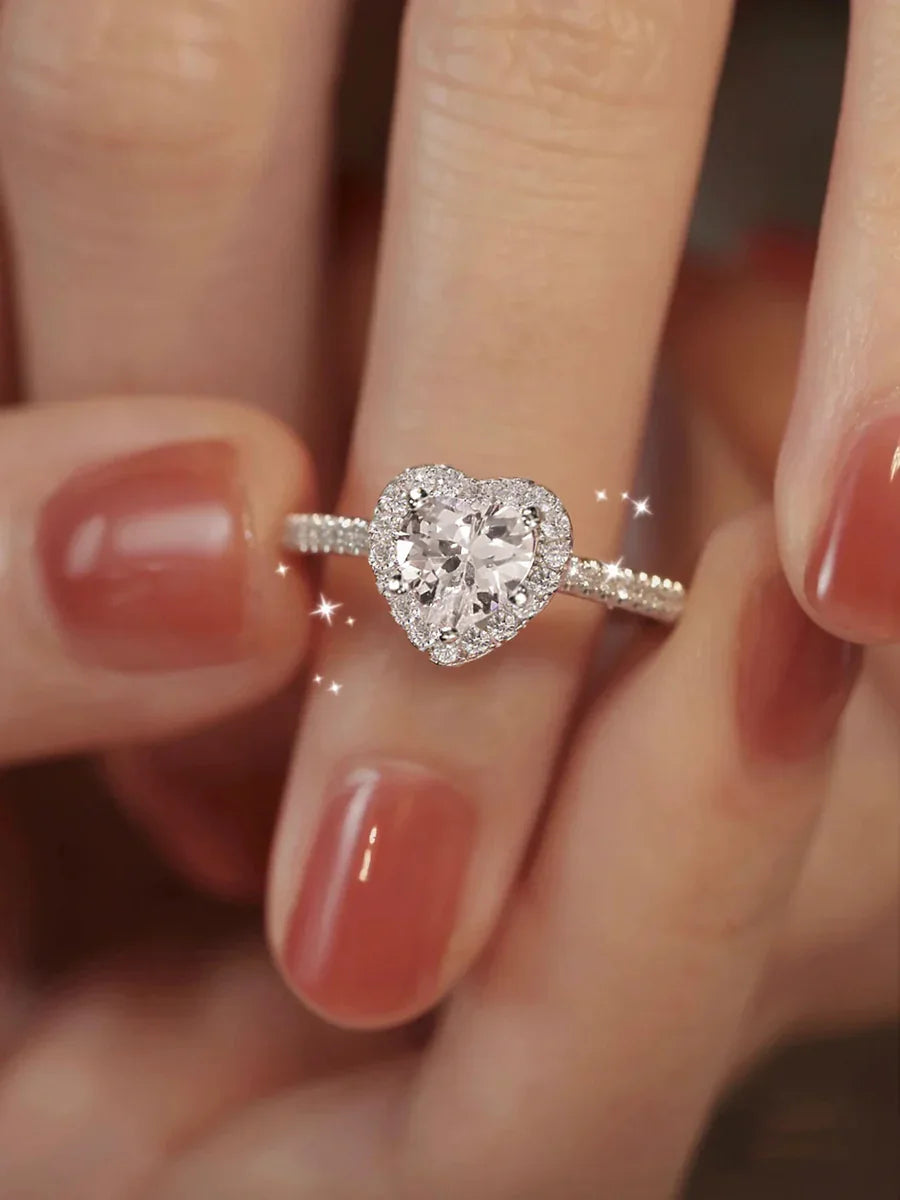 Heart 1ct Moissanite 999 Sterling Silver Ring