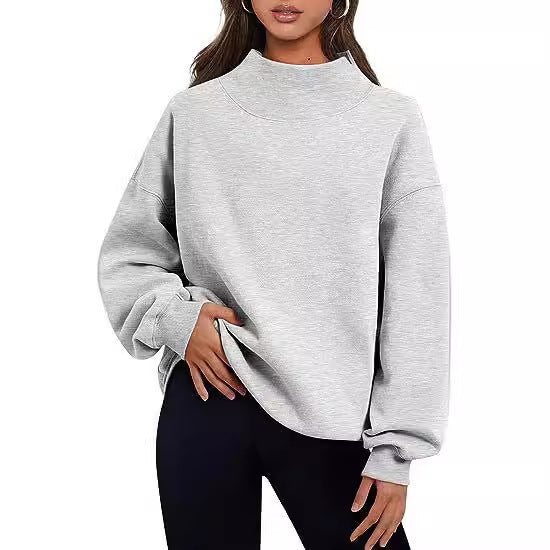 Women Autumn Winter Casual Fleece Shirt Women Thick Half Turtleneck Loose Sweatshirts Bella Mia