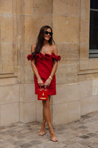 Women Clothing Advanced Sense Red Floral Bandage One Piece Dress Bella Mia
