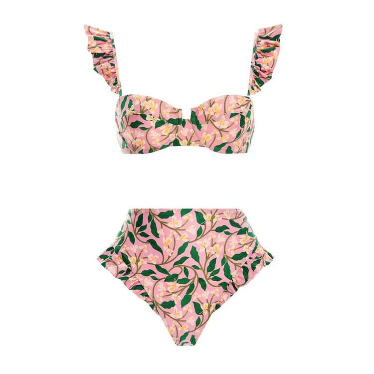 Women Lace up One Piece Women Swimwear French Retro Cover Belly Slimming Swimsuit Chiffon Beach Dress Bella Mia