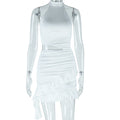 Women Clothing Solid Color Sleeveless Dress High Collar Casual Pullover Hip Dress Bella Mia