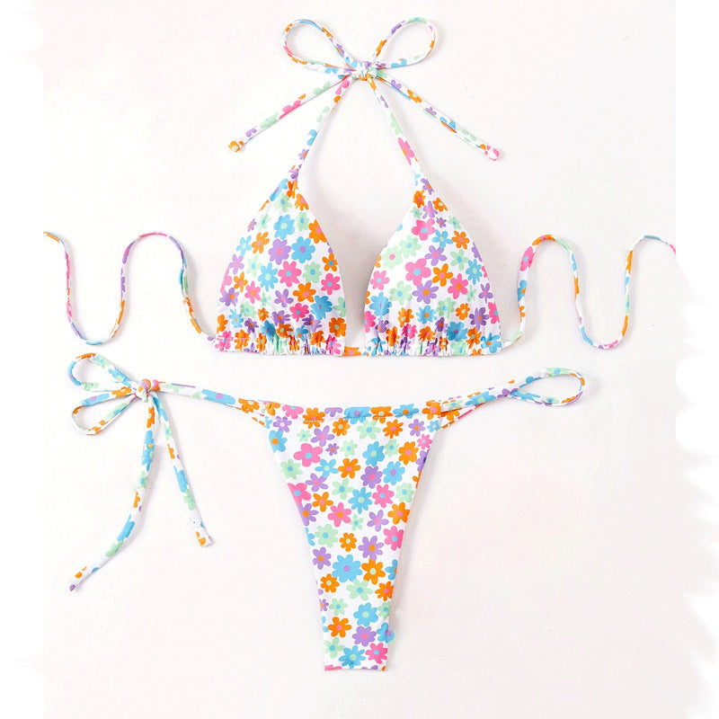 Women Bikini Floral Halter Lace up Swimsuit Bella Mia