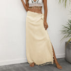 Women Clothing Lace Up Beach Skirt Tassel Stitching Irregular Asymmetric One Piece Sexy Skirt Bella Mia