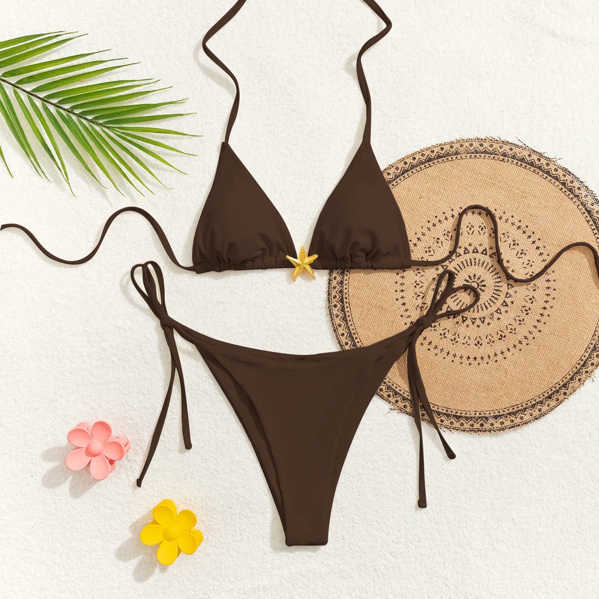 Bikini Triangle Cup Lace up Starfish Accessories Sexy Split Bikini Swimsuit for Women Bella Mia