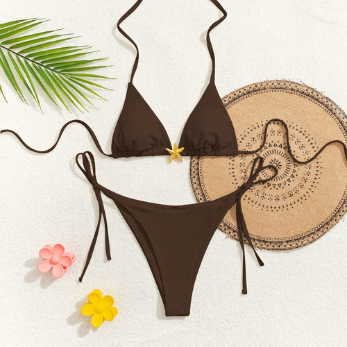 Bikini Triangle Cup Lace up Starfish Accessories Sexy Split Bikini Swimsuit for Women Bella Mia