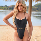 Bikini Strap Sexy Backless Swimsuit Women Solid Color Halter Bikini Bella Mia