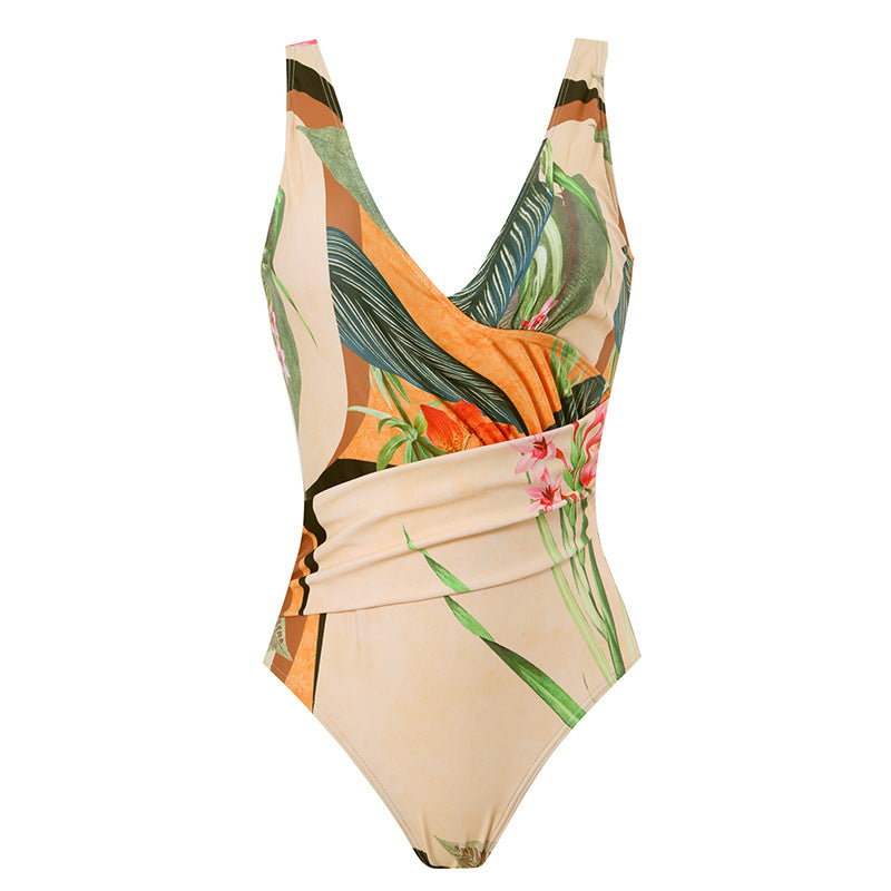 Two Piece Set Swimsuit Cross Belly Covering Printed Backless Sheath Dress Swimsuit Bella Mia