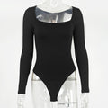 Sexy T-Shaped One-Piece Bottoming Shirt Autumn Women Clothing Tight Long Sleeve Square Neck Bodysuit Bella Mia