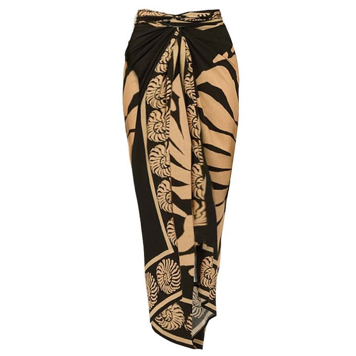 V neck Thread Printed One Piece Swimsuit Women Long Skirt Set