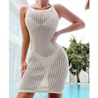 Knitted Vest Skirt Beach Cover up Sexy Cutout Vacation Tight Suspender Beach Cover Up Bella Mia