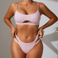 Sunken Stripe Solid Color Sexy Cutout Bikini Two Piece Swimsuit Bikini Swimsuit Bella Mia