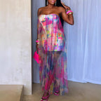 Women Sexy See through Stretch Mesh Stitching Hip Slim Fit Dress Bella Mia