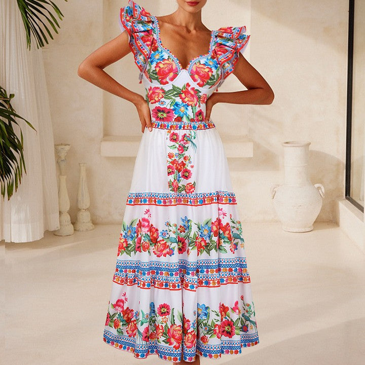 Ruffled Slimming Printed One Piece Swimsuit Women Bella Mia